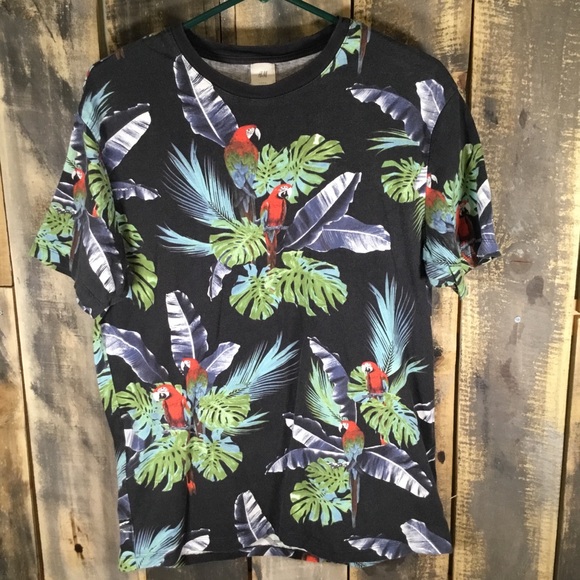 H&M Hawaiian tropical print t-shirt mens size medium - Picture 1 of 4